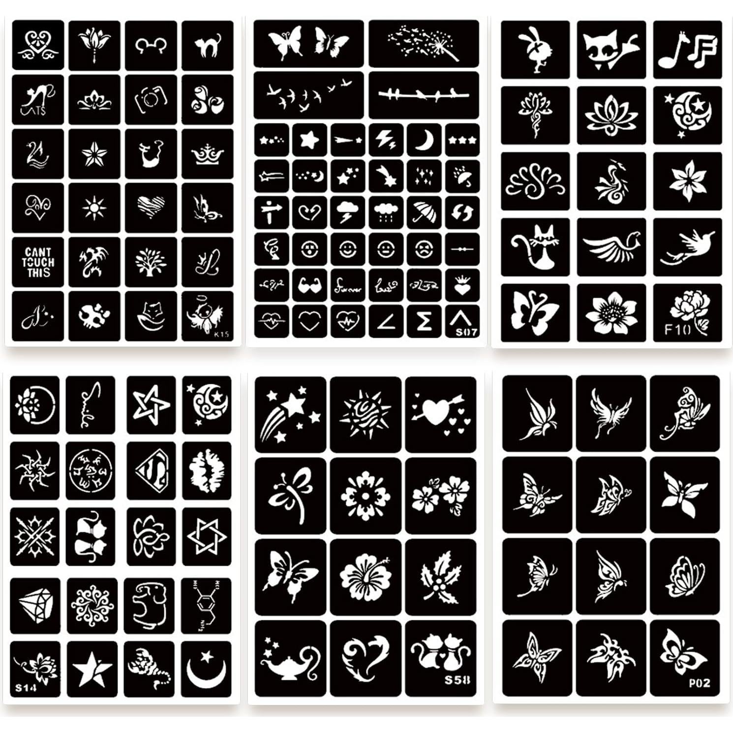 Kit de Plantillas de Tatuajes Temporales ChurlChurl 575pcs