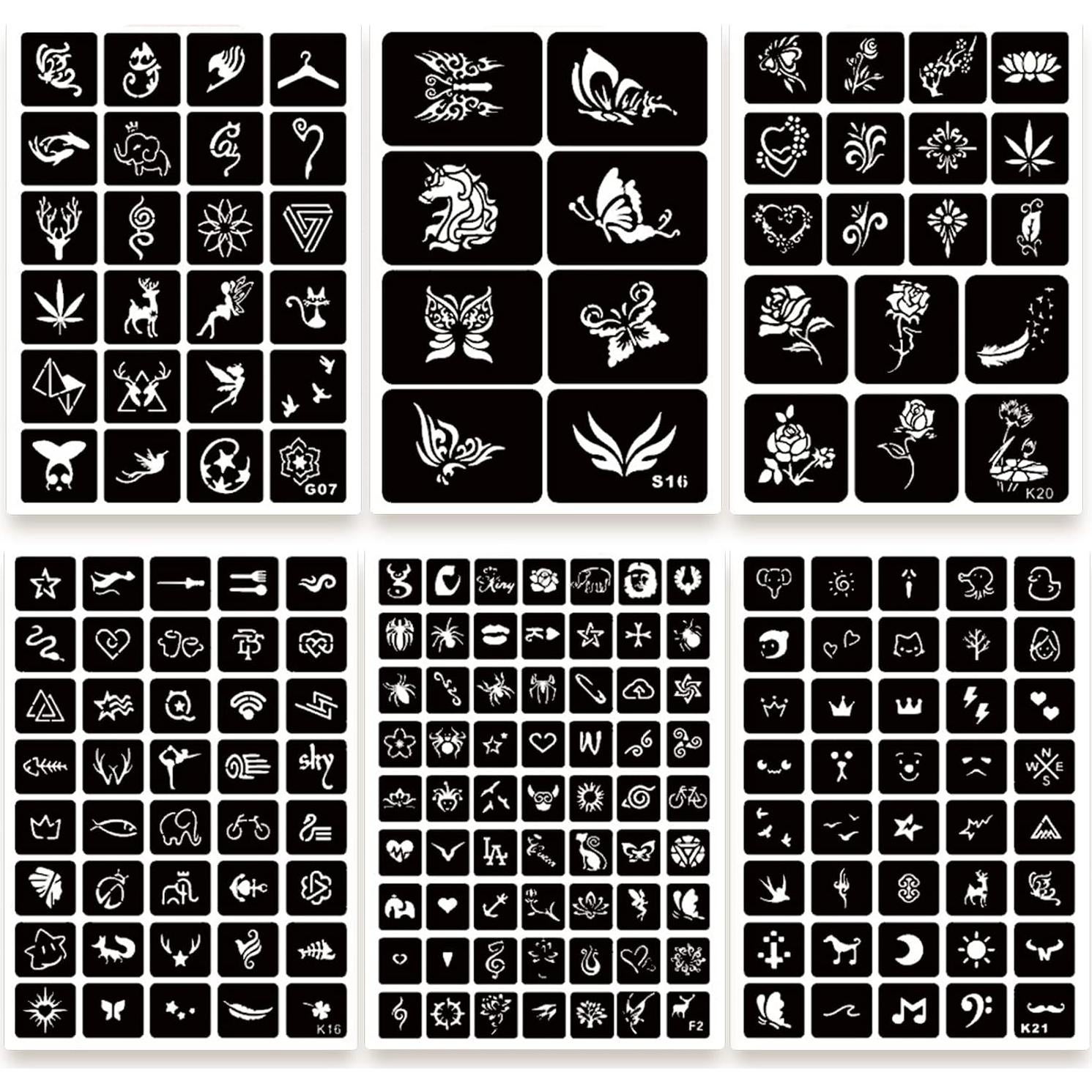 Kit de Plantillas de Tatuajes Temporales ChurlChurl 575pcs