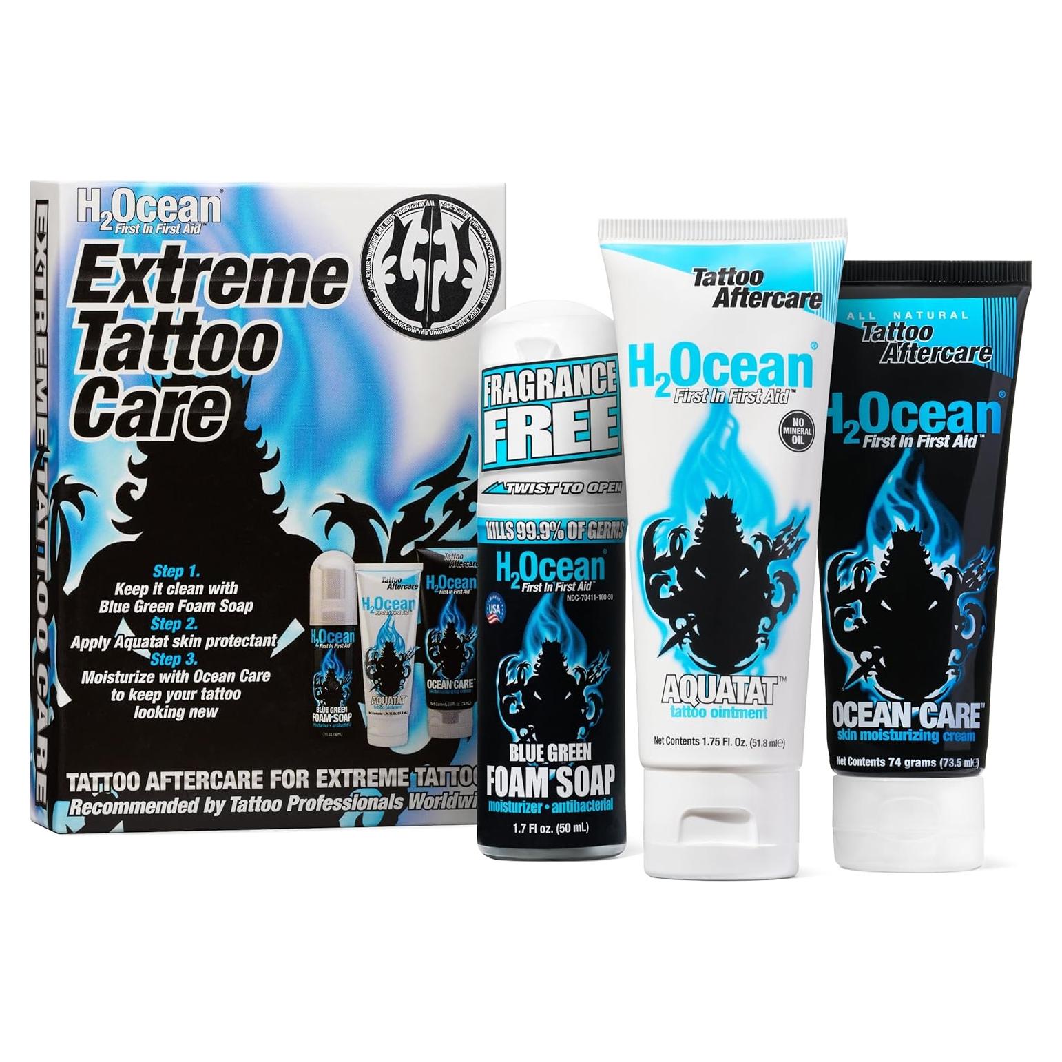 Kit de Cuidado de Tatuajes H2Ocean Extreme - Jabón, Crema y Ungüento