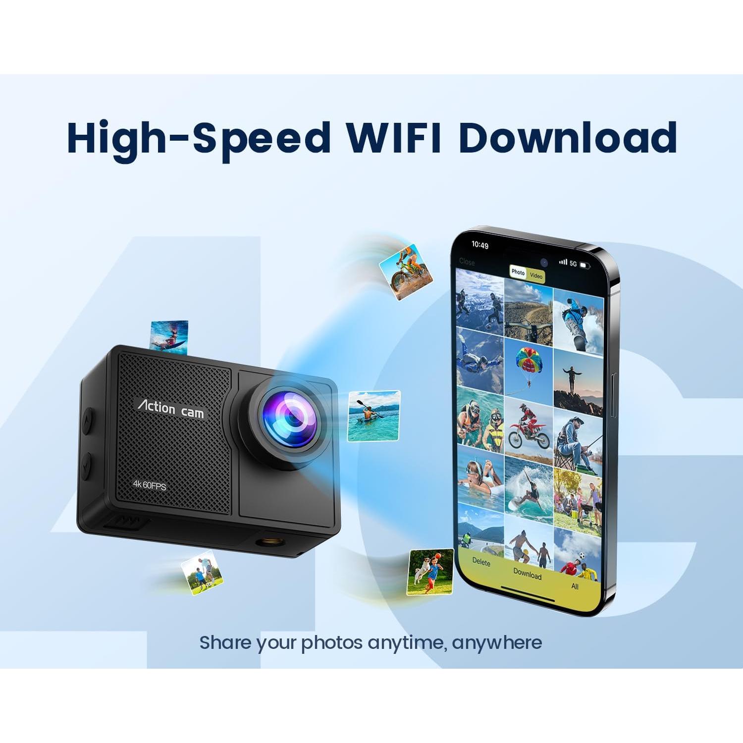 Cámara de Acción 4K Camlance con Tarjeta 64GB y EIS