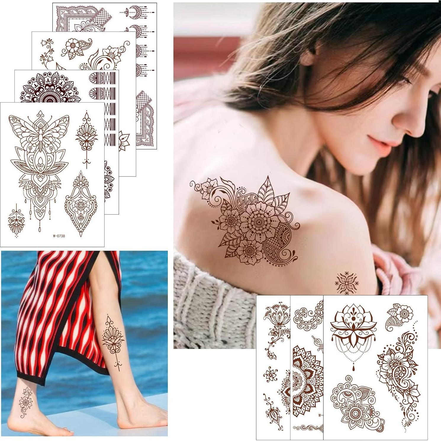 Kit de 10 Tatuajes Temporales de Henna ZOMAND - Patrones Variados