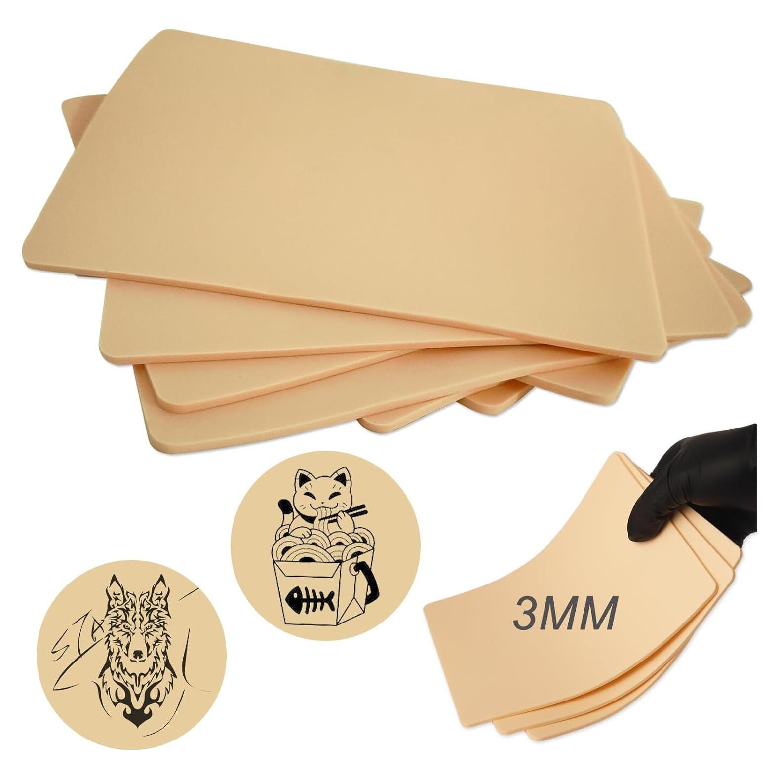 Kit de Piel de Práctica para Tatuaje Emalla 3mm Doble Cara 8 Piezas