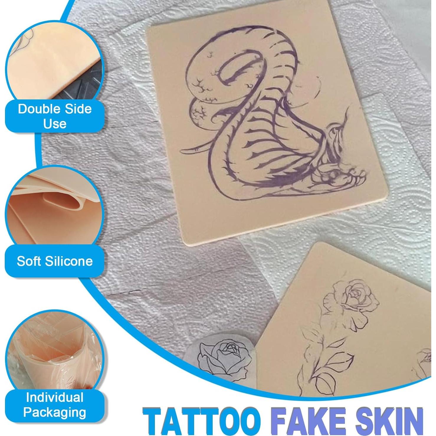 Kit de Piel de Práctica para Tatuaje Emalla 3mm Doble Cara 8 Piezas