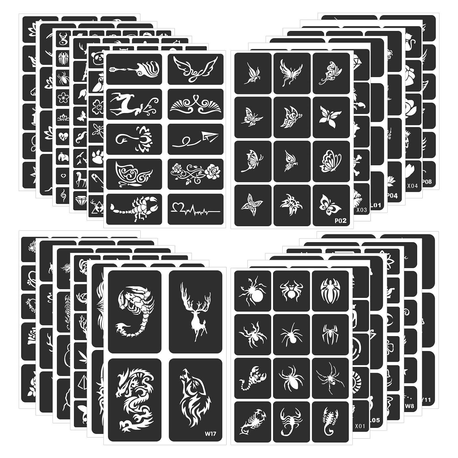 Kit de Plantillas de Tatuajes de Henna FANOST 24 Hojas 400 Diseños