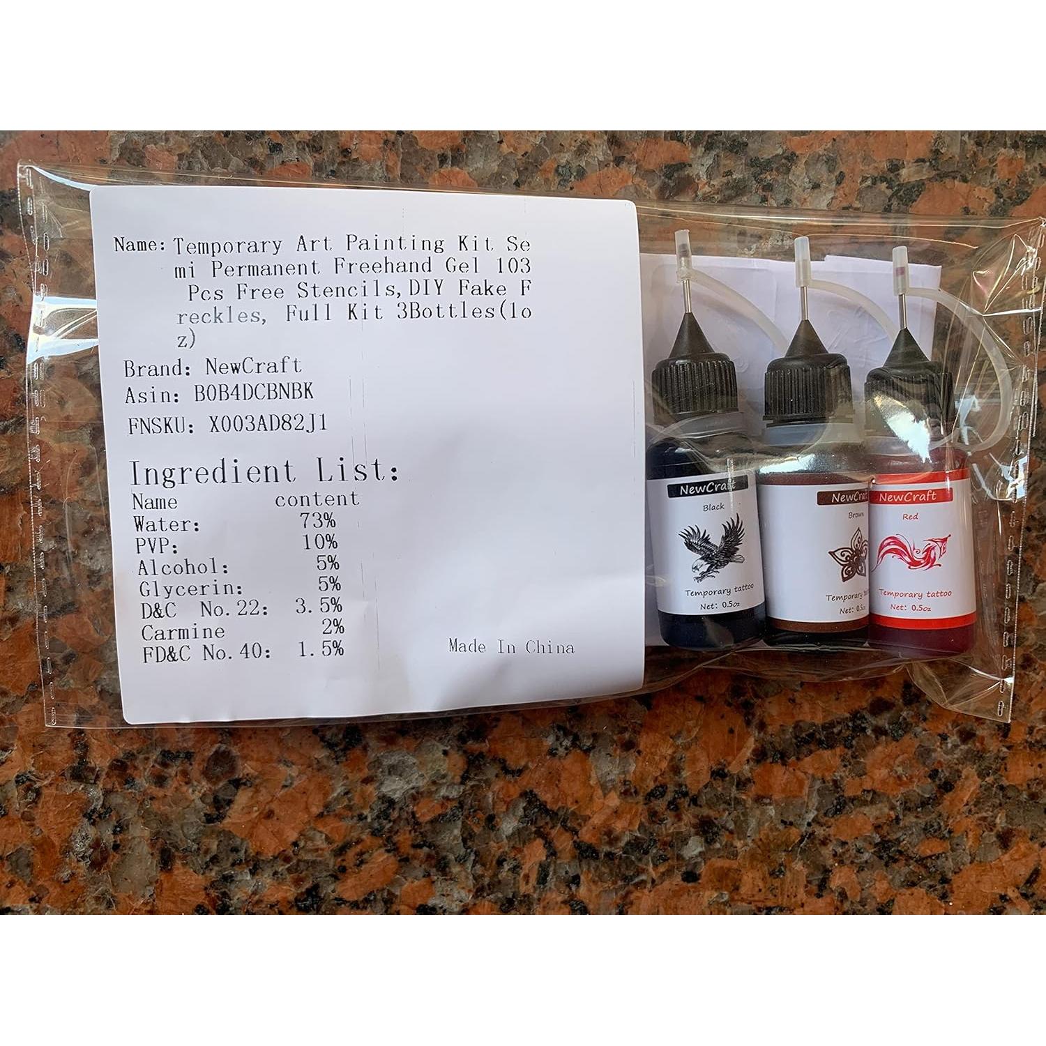 Kit de Tatuaje Semipermanente Moteng 3 Colores 103 Plantillas