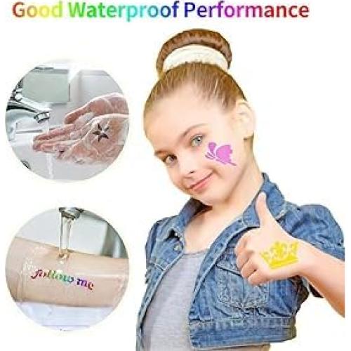 Kit de Tatuajes Temporales Brillantes Wxfhtda - 36 Colores + 151 Plantillas