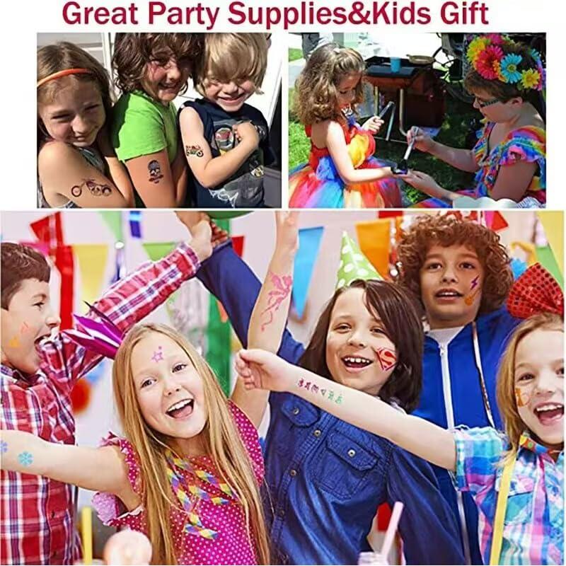 Kit de Tatuajes Temporales Brillantes Wxfhtda - 36 Colores + 151 Plantillas