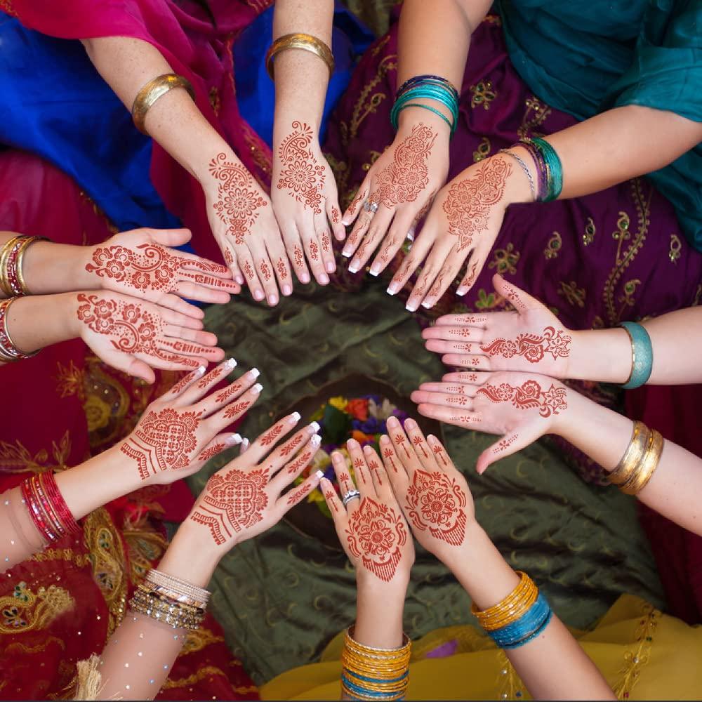 Calcomanías de Tatuajes Temporales de Henna Mzstgh 6 Hojas