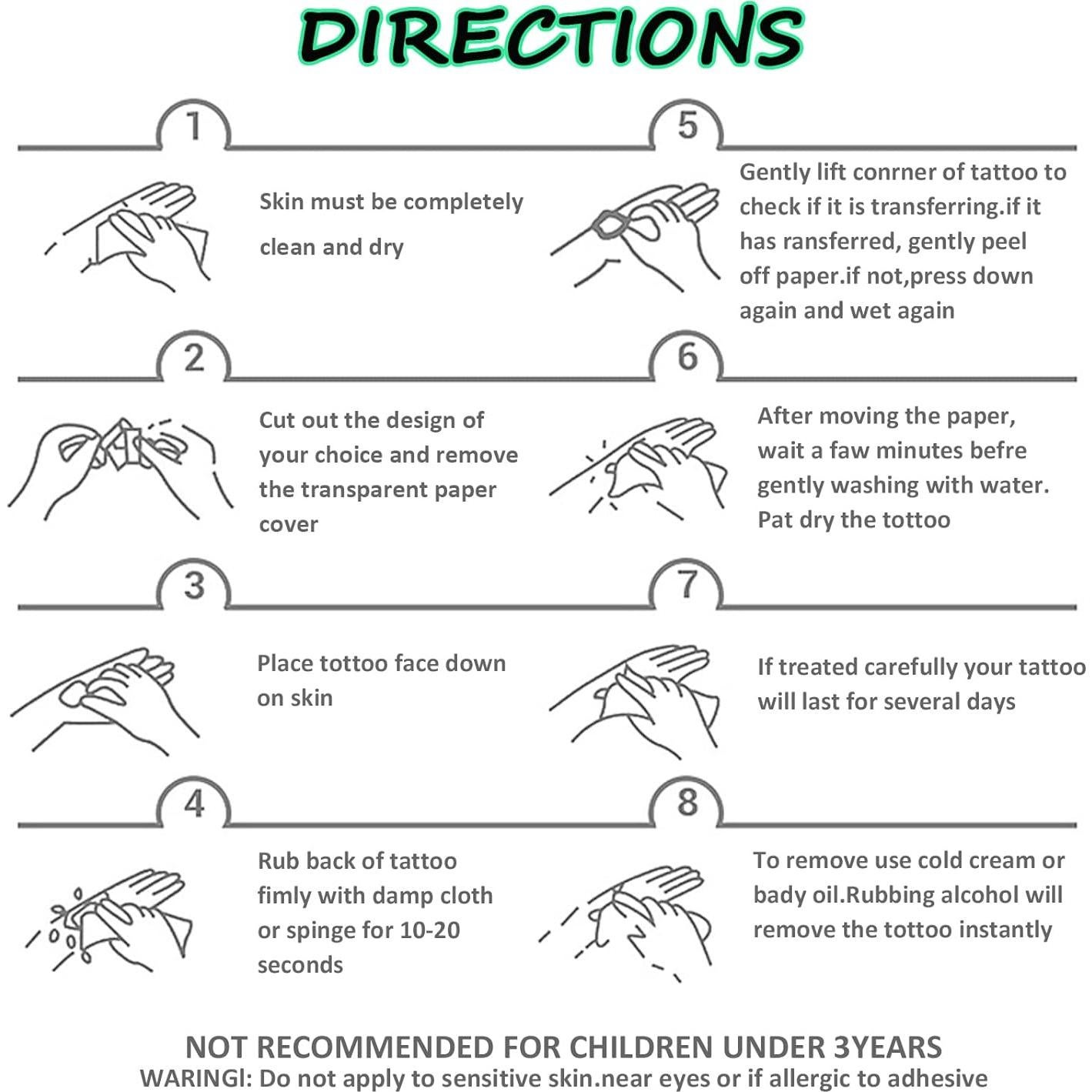 Calcomanías de Tatuajes Temporales de Henna Mzstgh 6 Hojas