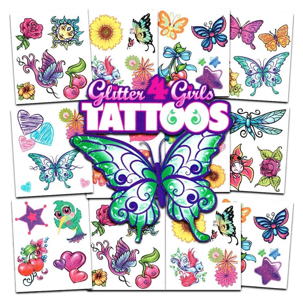 Tatuajes Temporales de Brillo Crenstone - 50 Diseños para Niñas