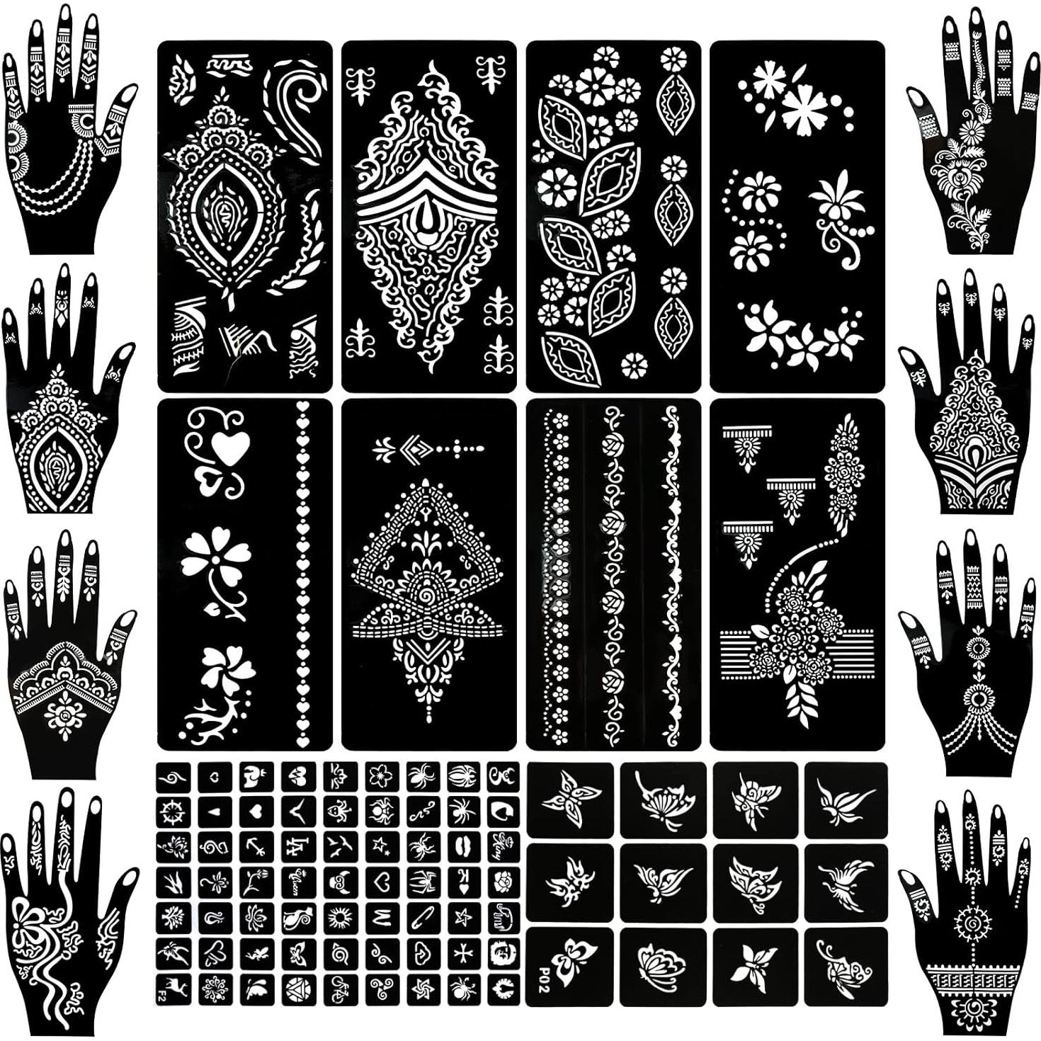 Plantillas de Tatuajes Temporales Koogel - 18 Hojas de Henna