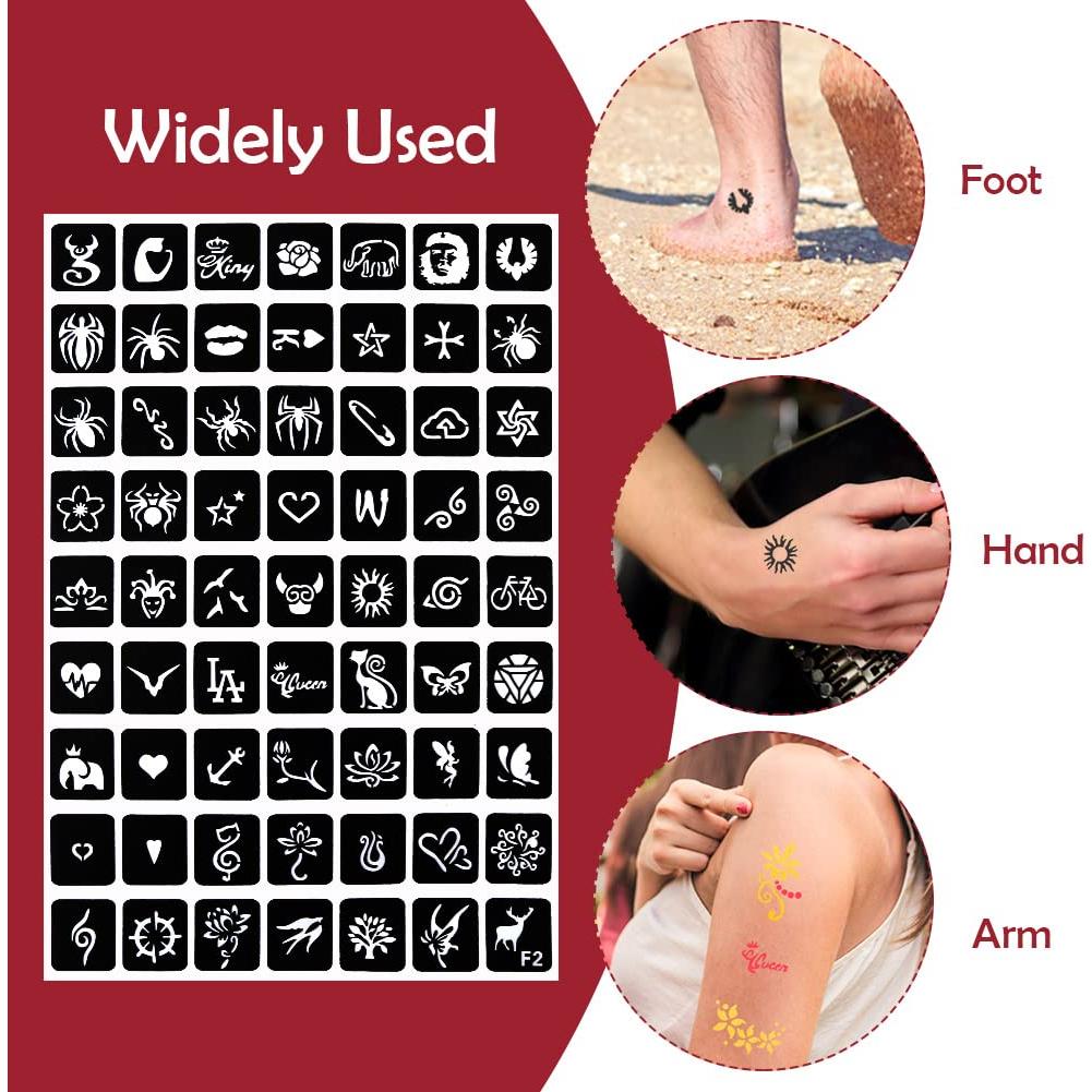 Plantillas de Tatuajes Temporales Koogel - 18 Hojas de Henna