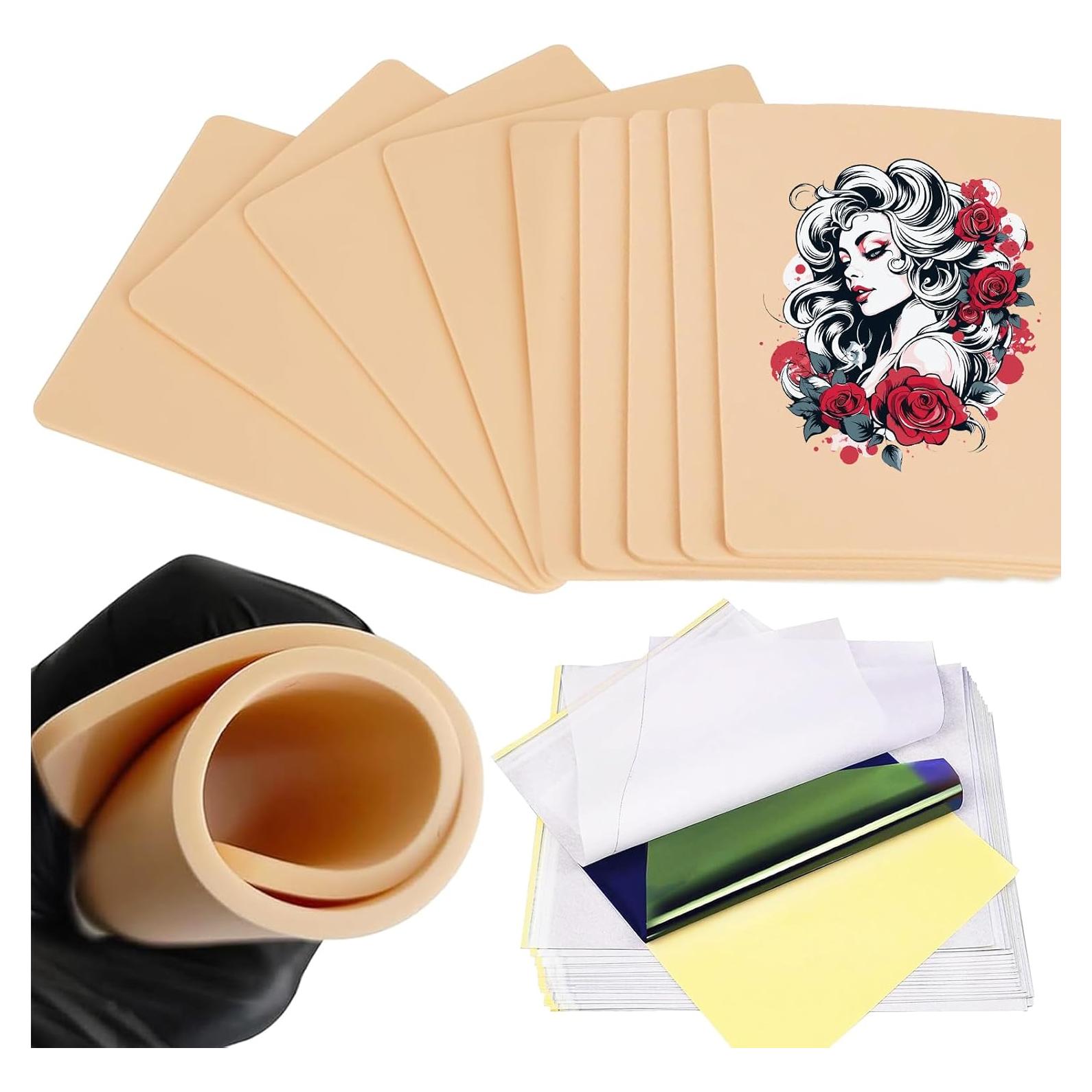 Kit de Práctica de Tatuaje TONBAO - 5 Pieles 3mm + 10 Papeles