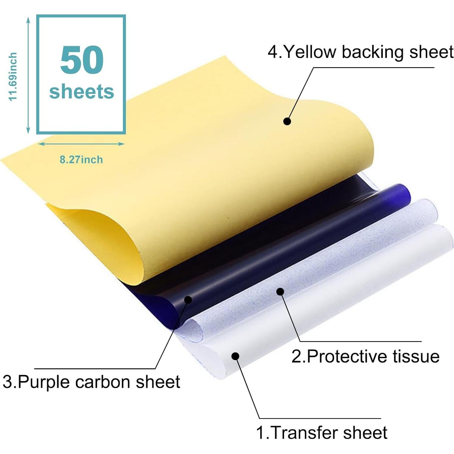 Papel de Transferencia de Tatuaje WZPB A4 - 50 Hojas Térmicas