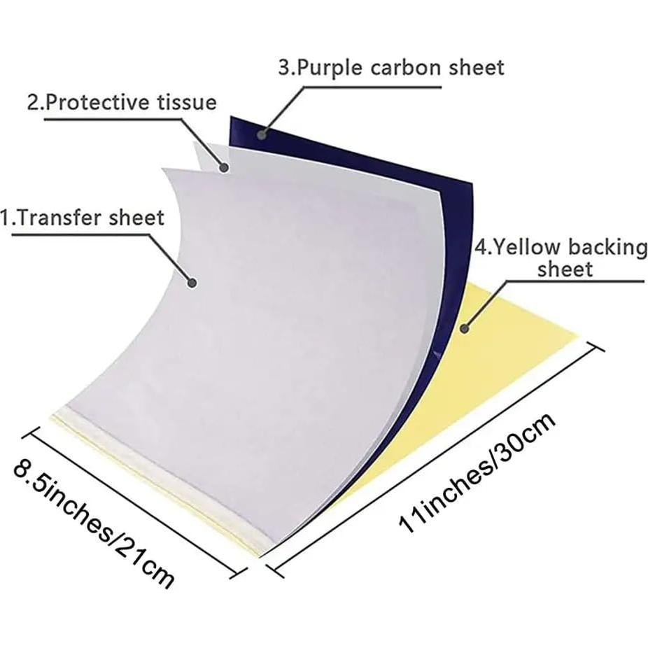 Papel de Transferencia de Tatuaje Yuelong A4 50 Hojas 4 Capas