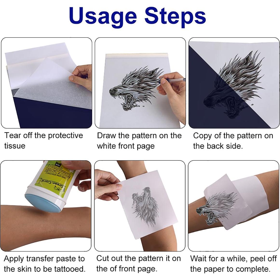 Papel de Transferencia de Tatuajes Damsale 100 Hojas A4 4 Capas