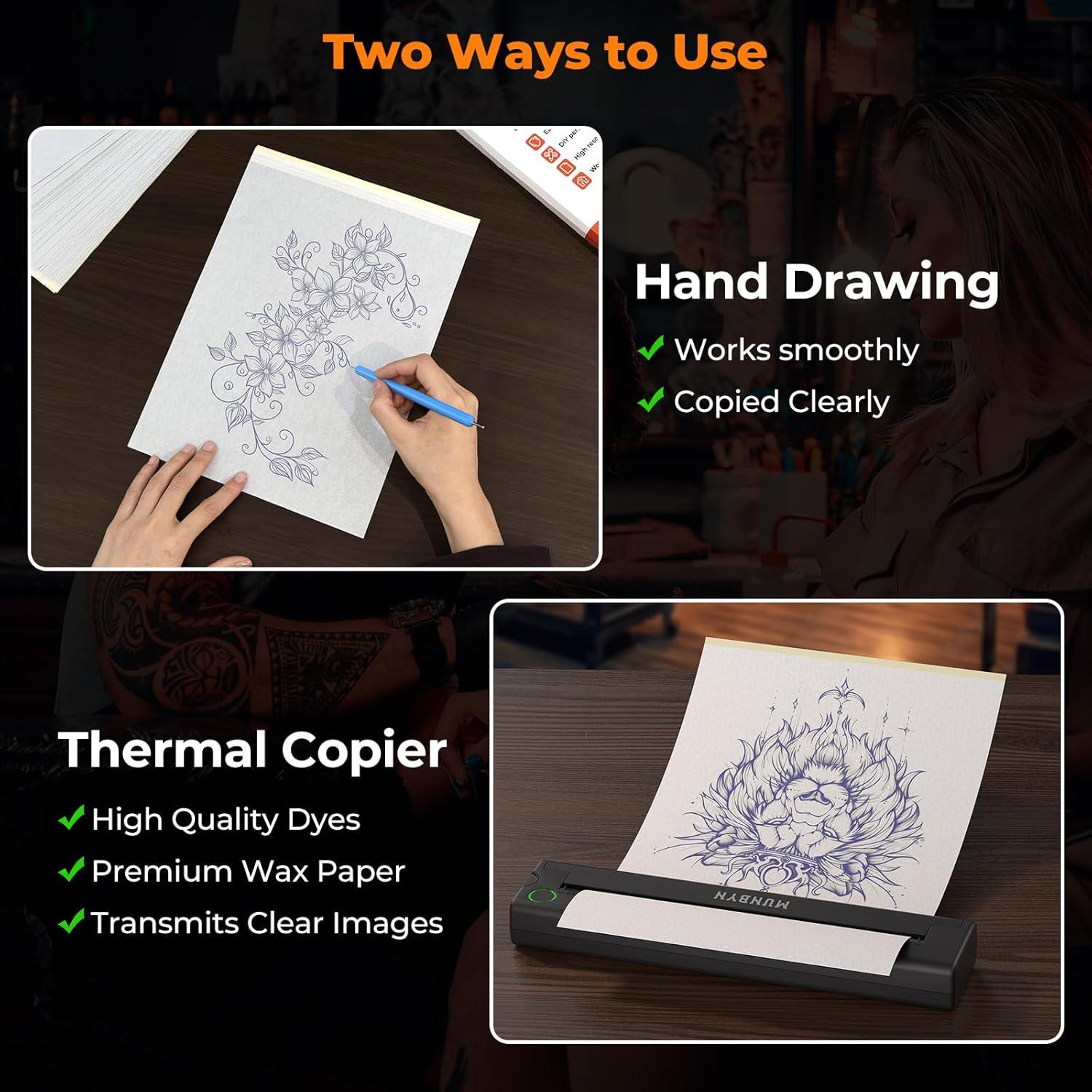 Papel de Transferencia para Tatuajes MUNBYN 100 Hojas A4