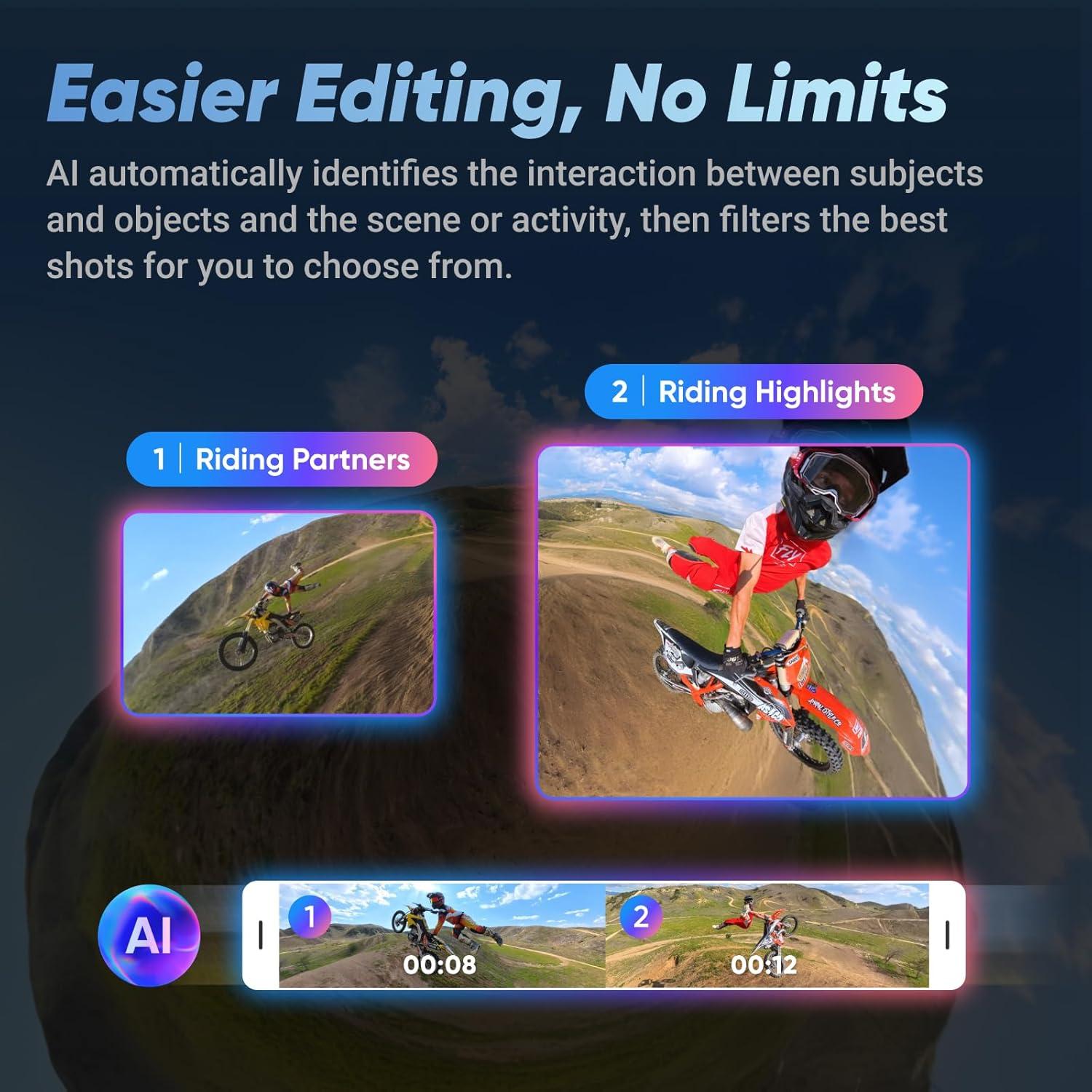 Cámara de Acción 360 Insta360 X4 Paquete Motocicleta 8K