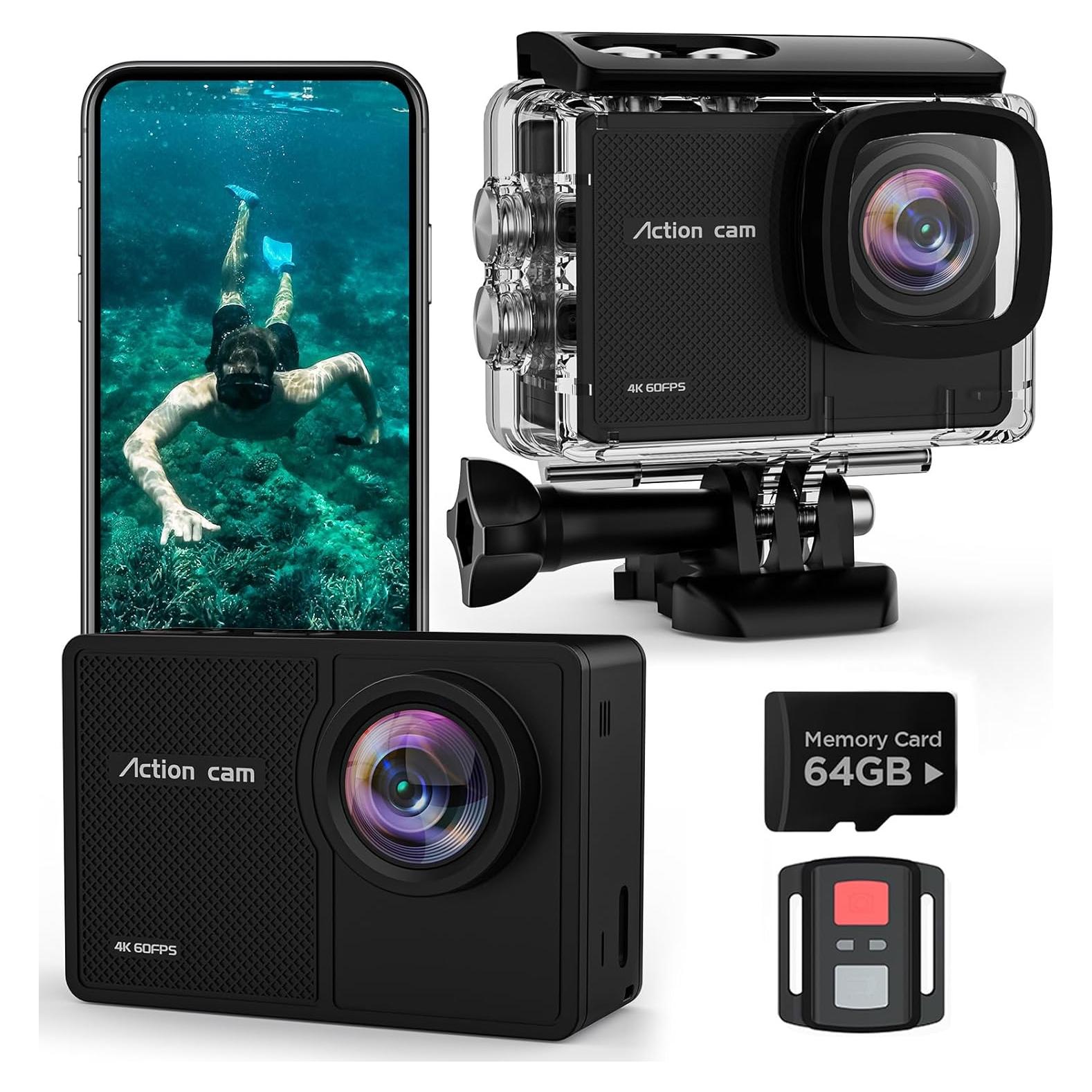 Cámara de acción TIMNUT 4K 60FPS impermeable 40m con WiFi