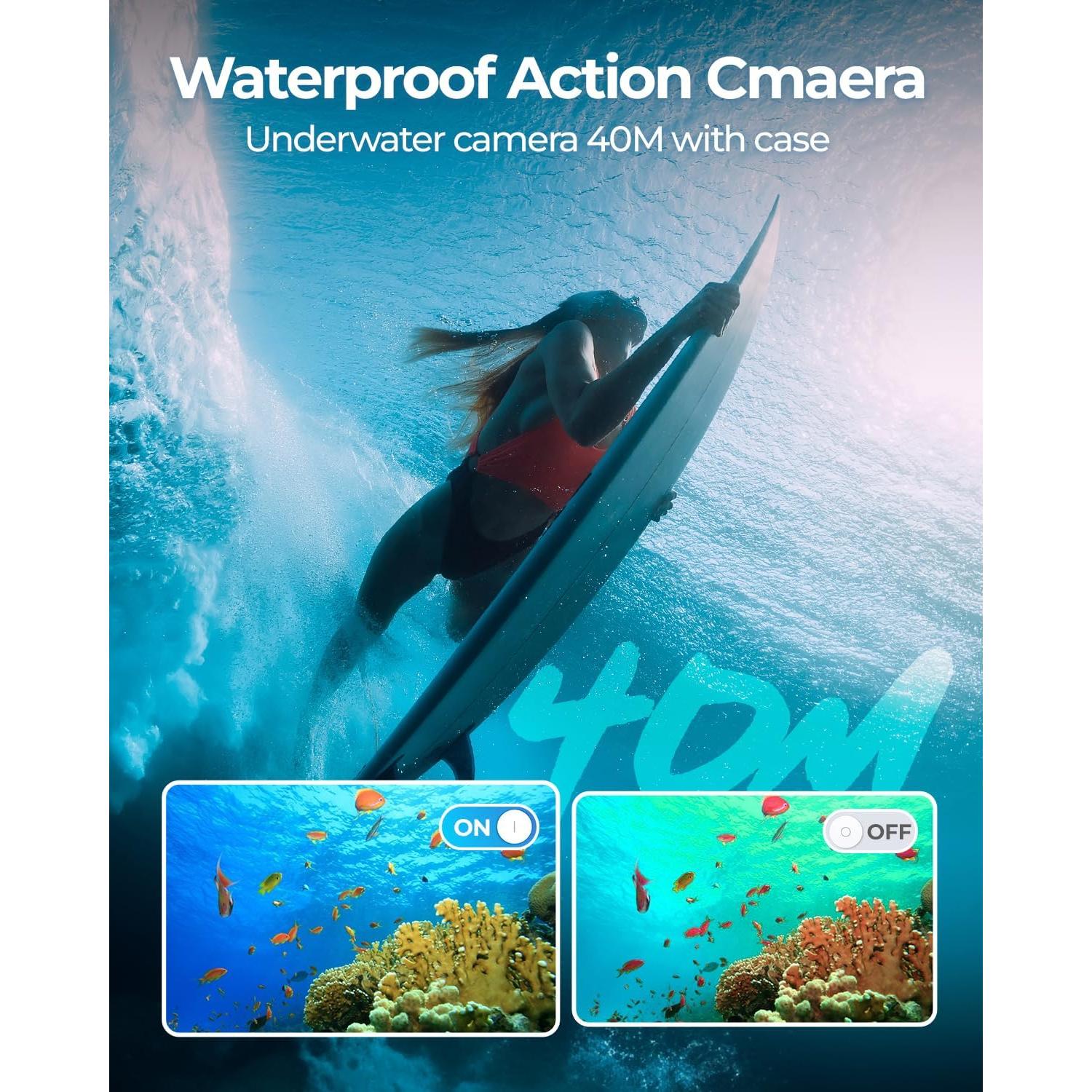 Cámara de acción TIMNUT 4K 60FPS impermeable 40m con WiFi