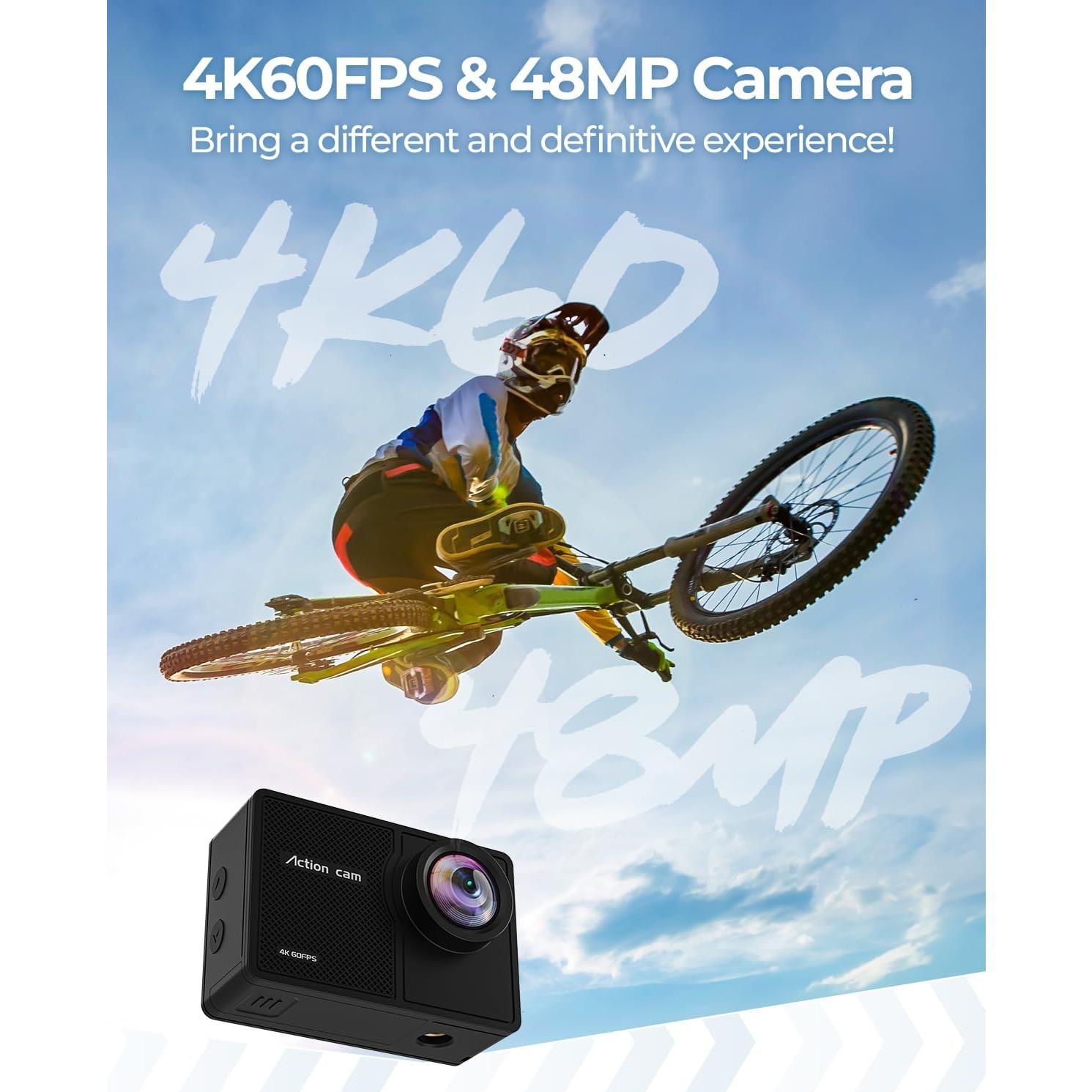 Cámara de acción TIMNUT 4K 60FPS impermeable 40m con WiFi