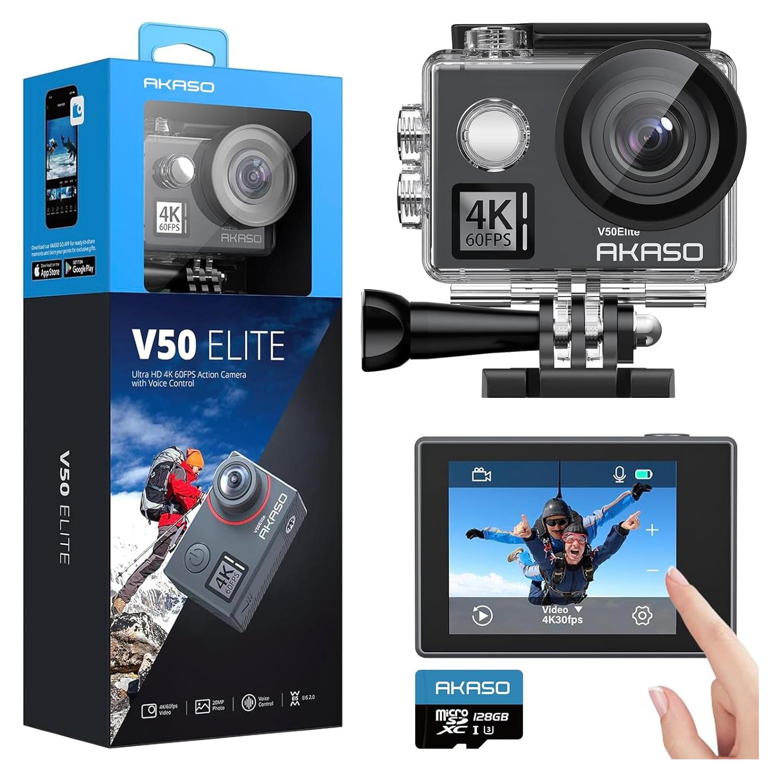 Cámara de Acción AKASO V50 Elite 4K 60fps + MicroSD 128GB