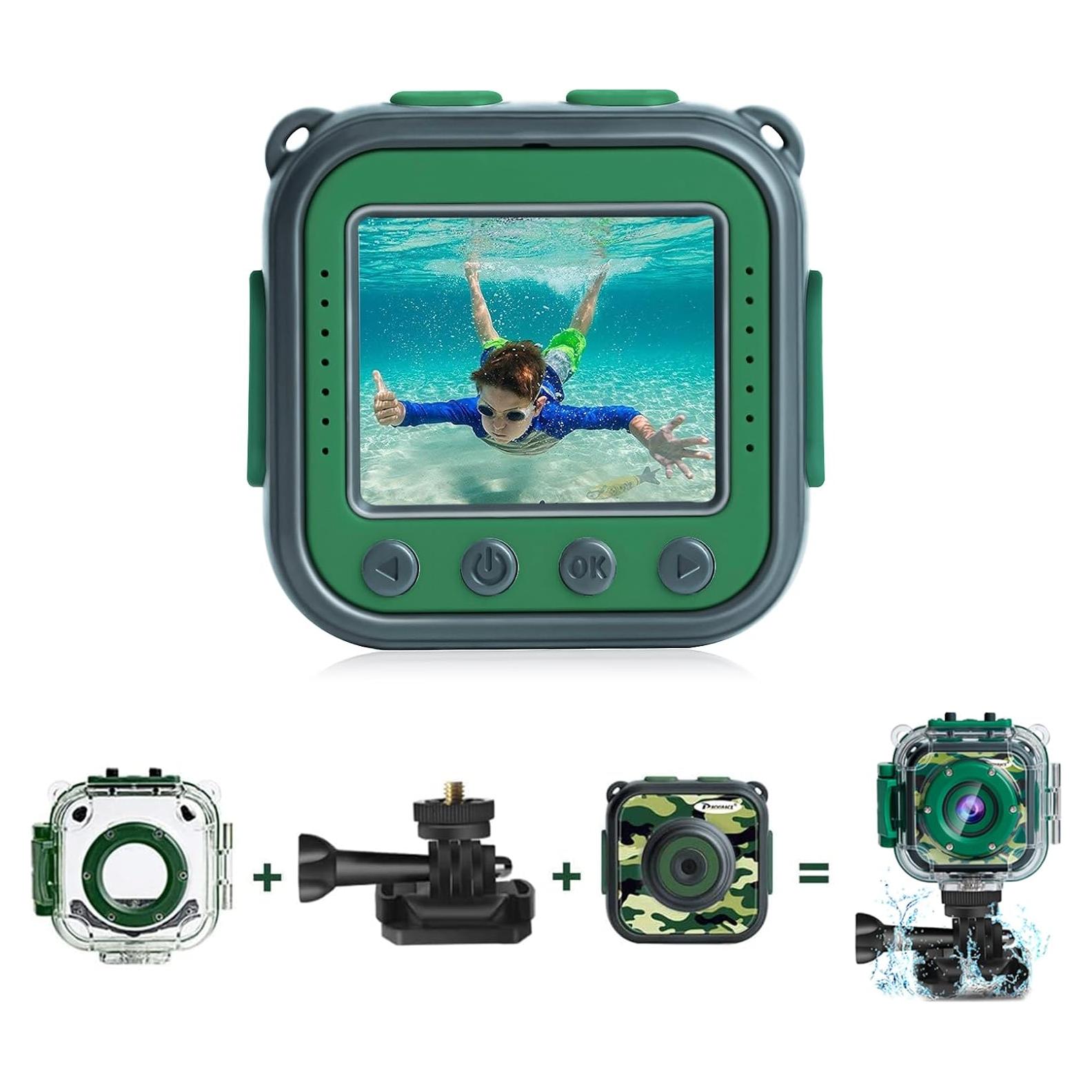 Cámara Submarina PROGRACE para Niños 1080P HD Verde