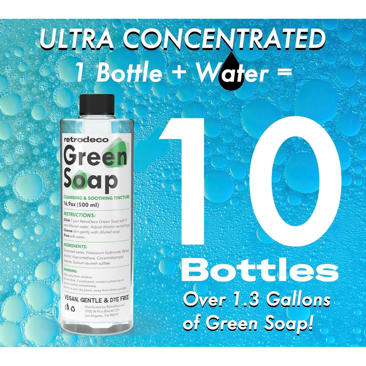 Jabón Verde Ultra Concentrado RetroDeco 500ml - Produce 4.9L