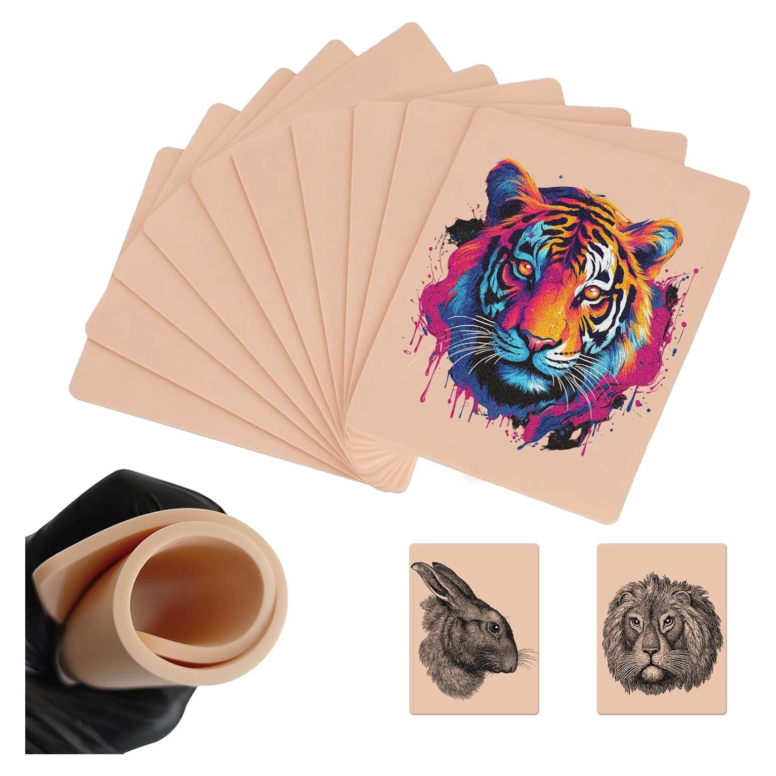 10 Pieles de Tatuaje Falsas 3mm LEEYUKA Doble Cara 18.8x14.2cm