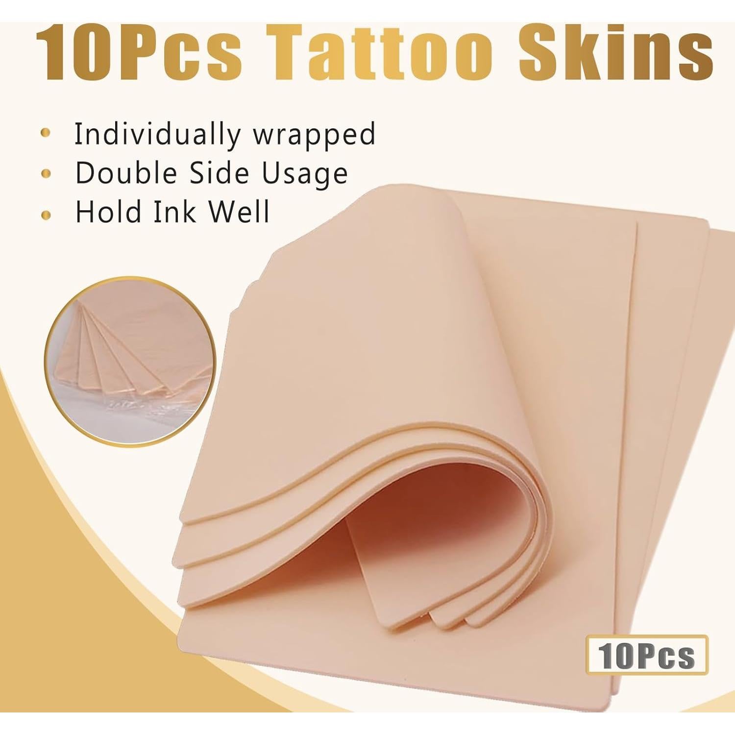 10 Pieles de Tatuaje Falsas 3mm LEEYUKA Doble Cara 18.8x14.2cm