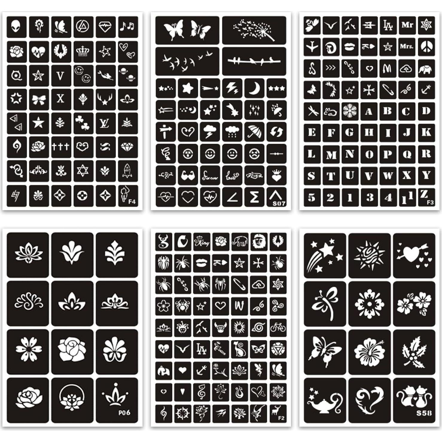 Kit de Plantillas de Tatuajes Temporales Henna 410+ PCS ZiYin