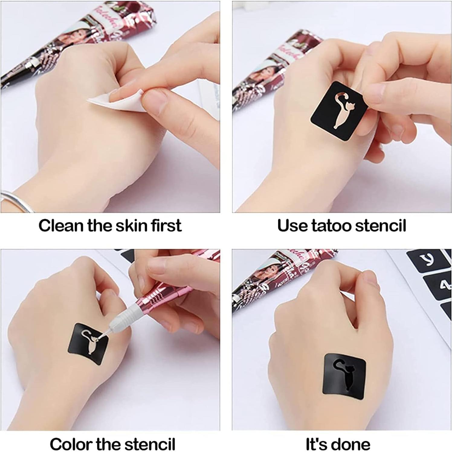 Kit de Plantillas de Tatuajes Temporales Henna 410+ PCS ZiYin