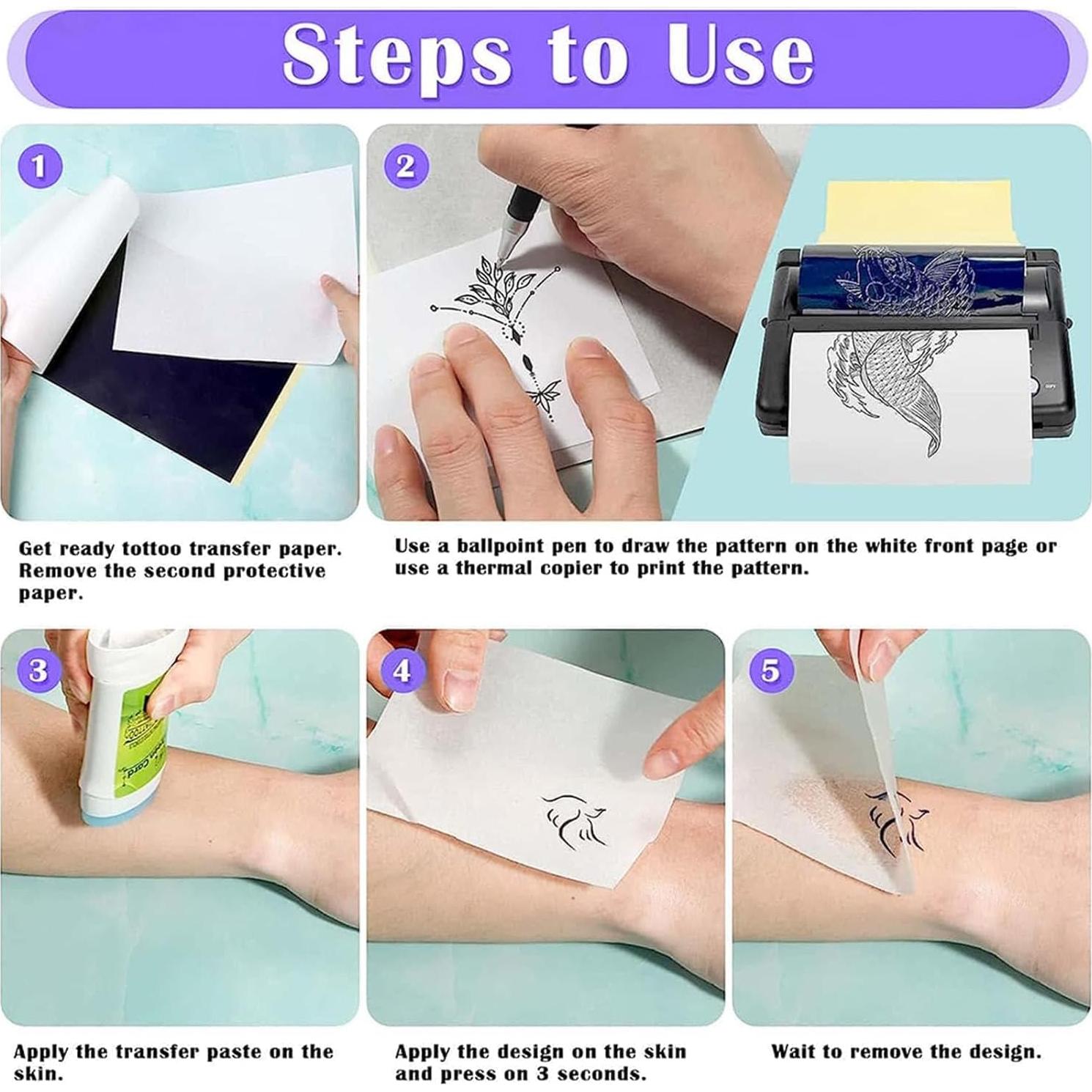 Papel de Transferencia de Tatuajes Usiriy A4 50 Hojas Reutilizables