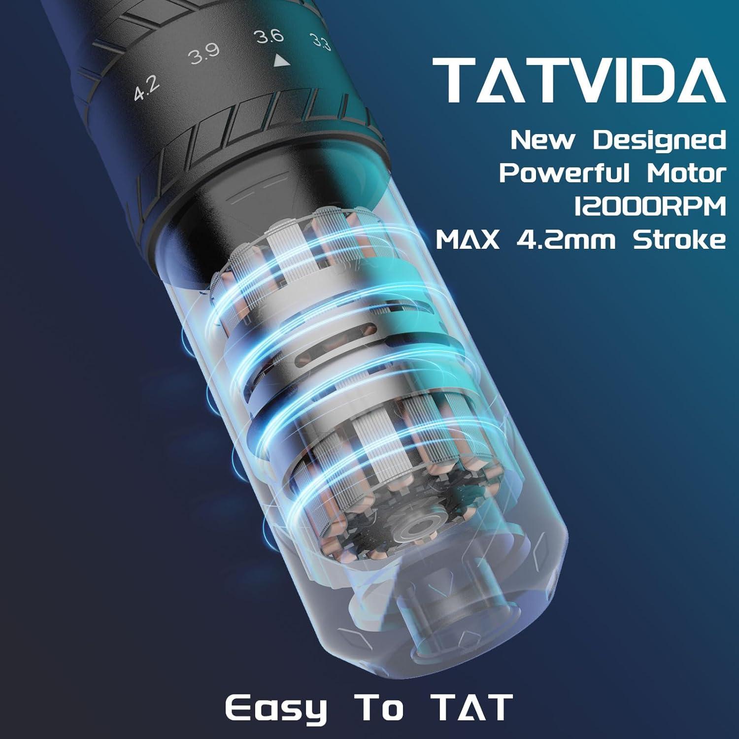 Kit de Tatuaje Inalámbrico TATVIDA con Batería 2400mAh y Agujas