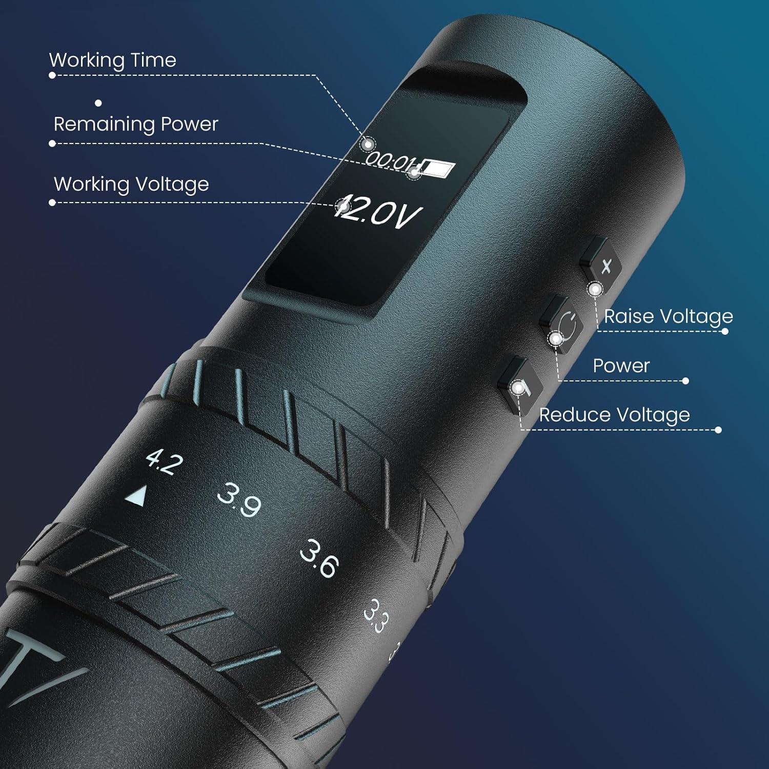 Kit de Tatuaje Inalámbrico TATVIDA con Batería 2400mAh y Agujas