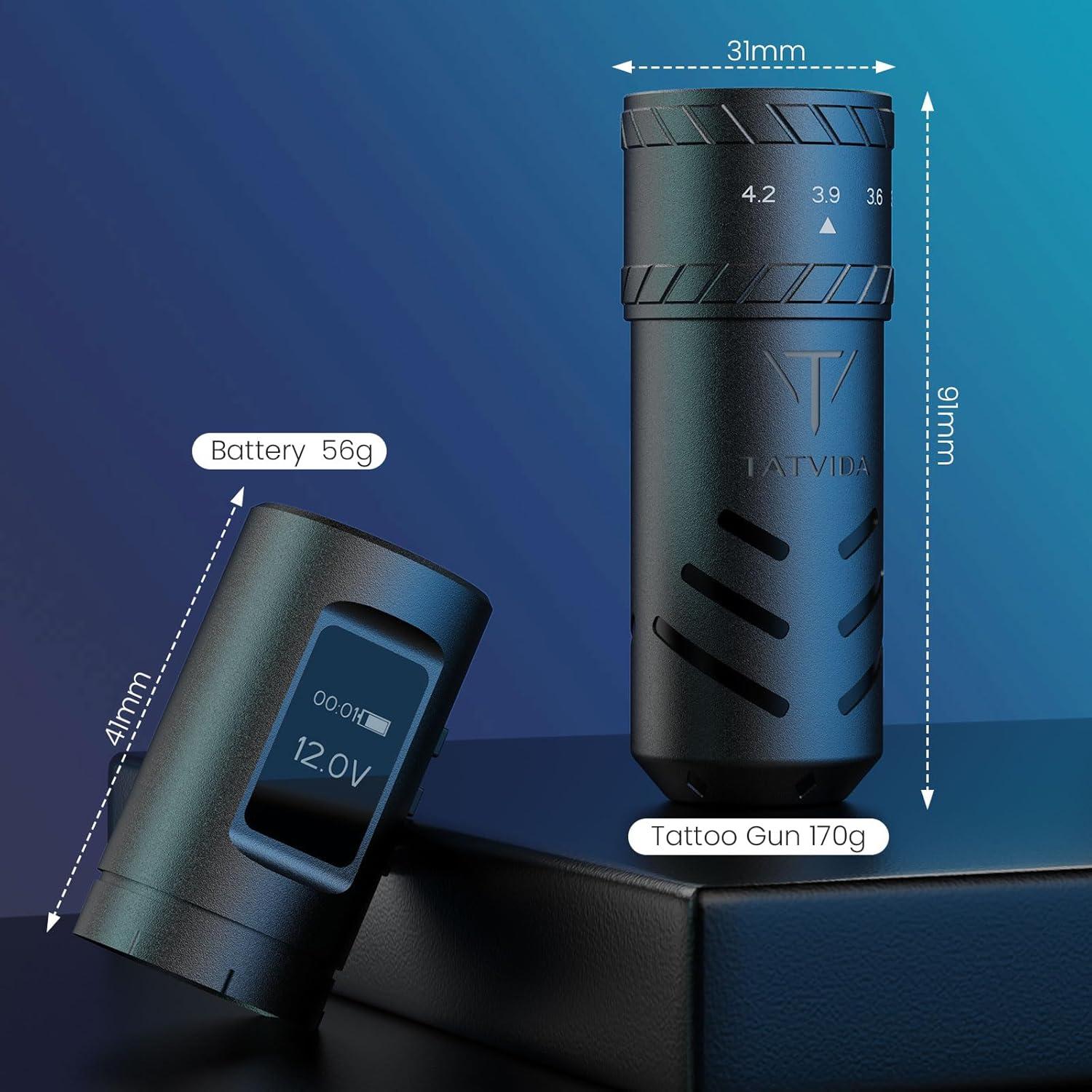 Kit de Tatuaje Inalámbrico TATVIDA con Batería 2400mAh y Agujas