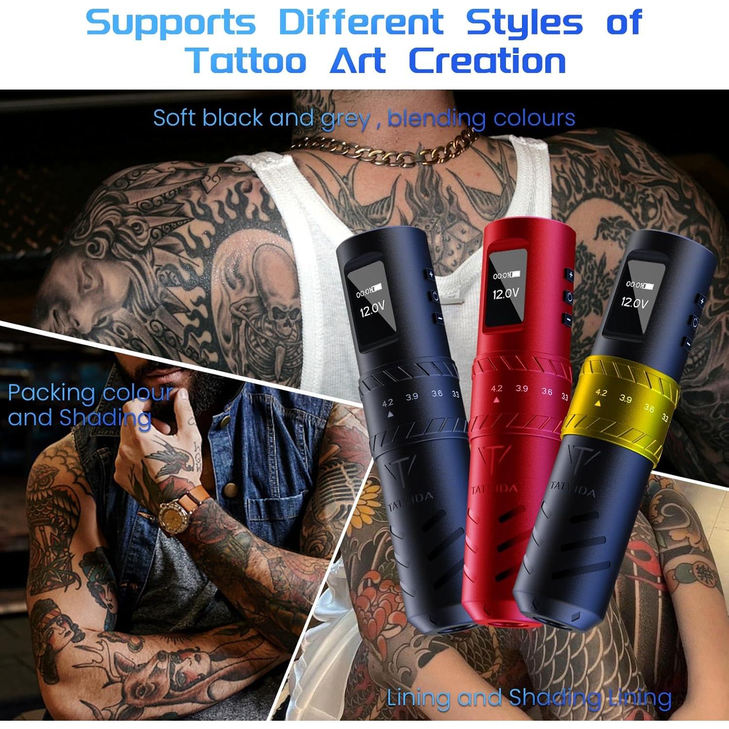 Kit de Tatuaje Inalámbrico TATVIDA con Batería 2400mAh y Agujas