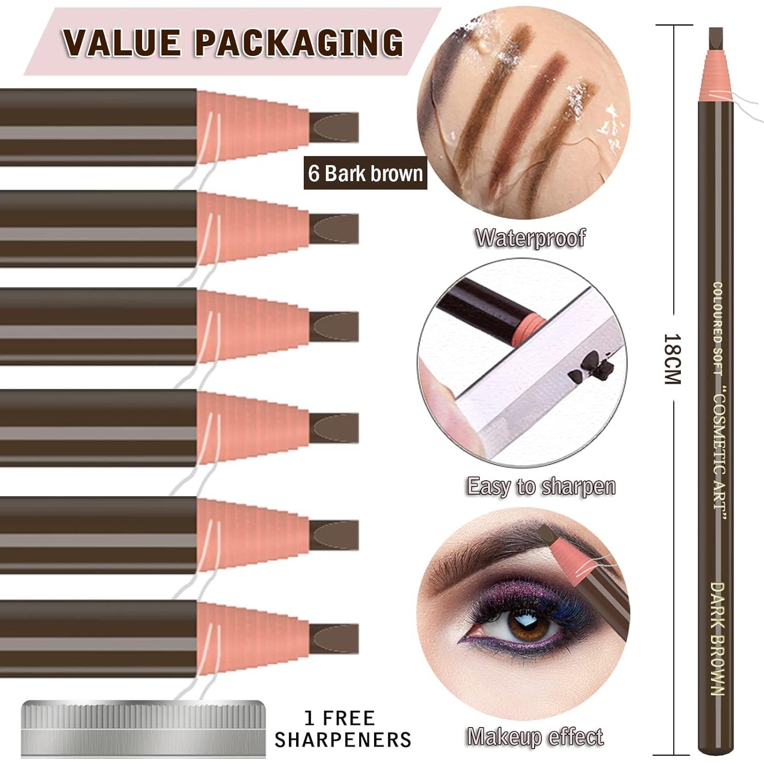 Kit de Maquillaje de Cejas Impermeable Kaiqikaixi 6 Piezas Marrón