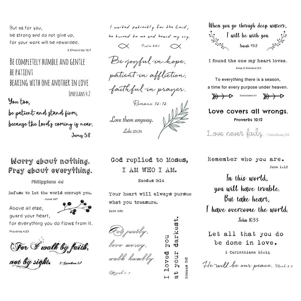 Everjoy 60+ Designs Inspirational Christian Quotes Bible Verses Scriptures Temporary Tattoos
