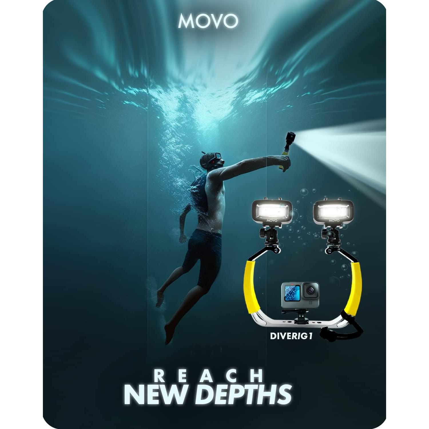 Movo DiveRig1 XL Rig de Buceo con Luces LED Impermeables