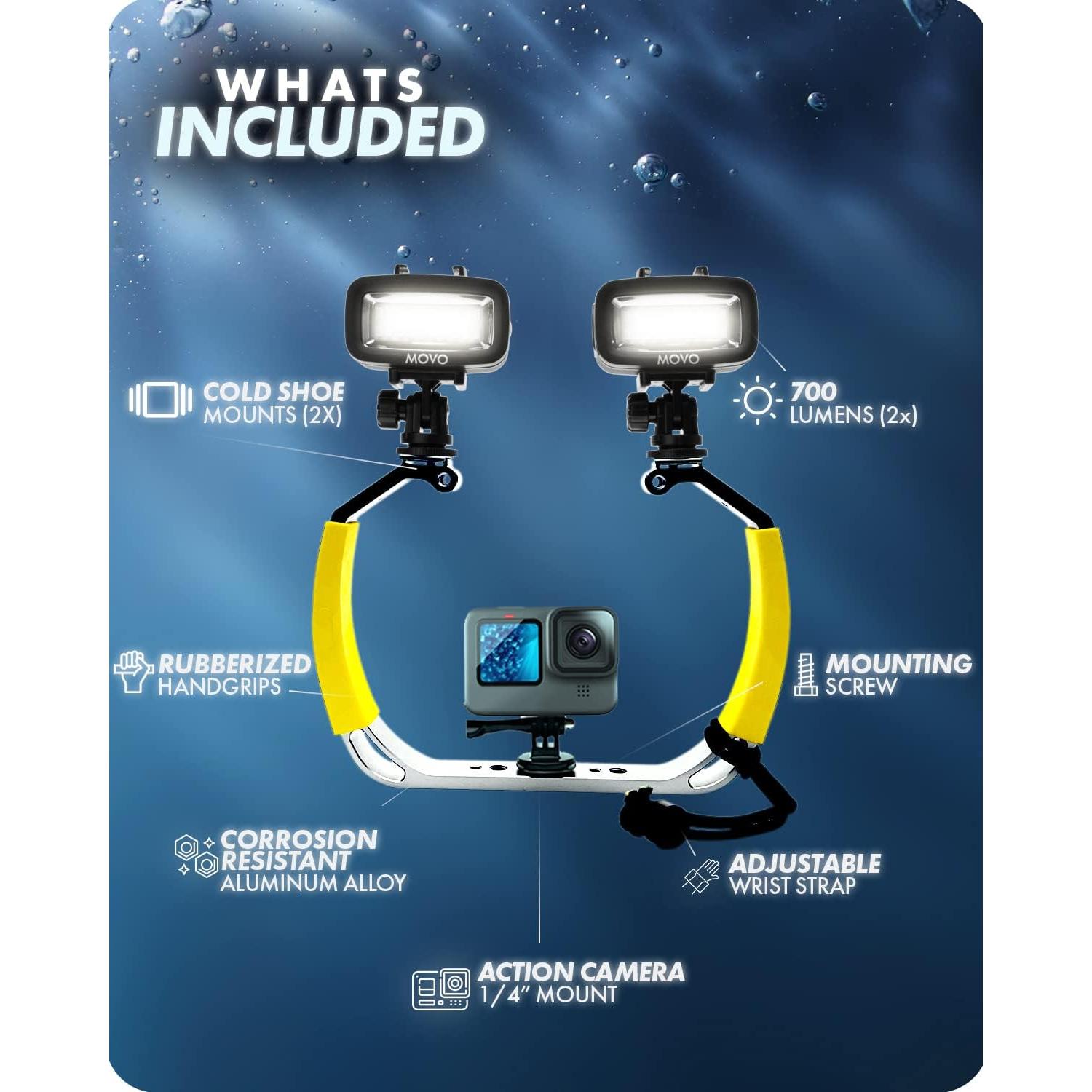Movo DiveRig1 XL Rig de Buceo con Luces LED Impermeables