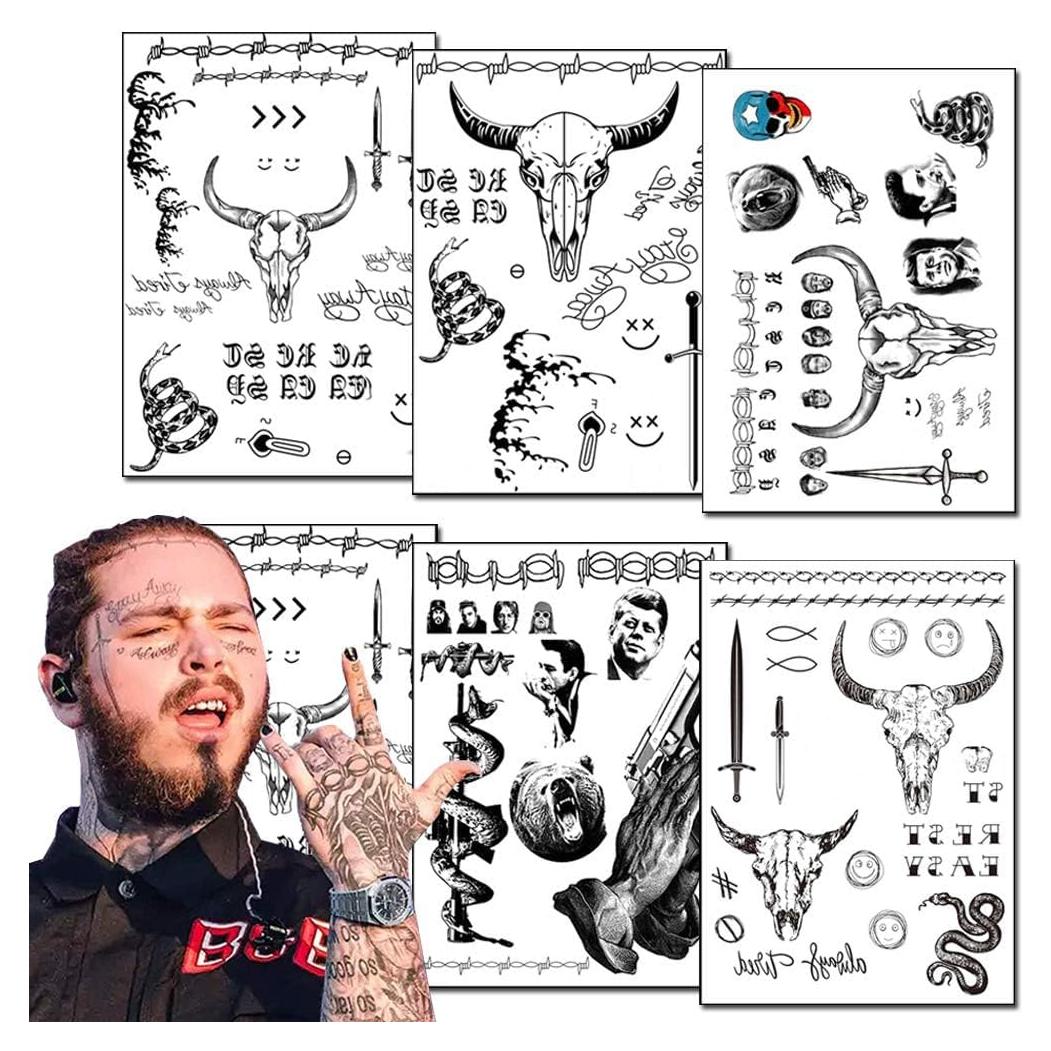 Kit de 6 Hojas de Tatuajes Temporales Jacknb - 20.83x14.73 cm