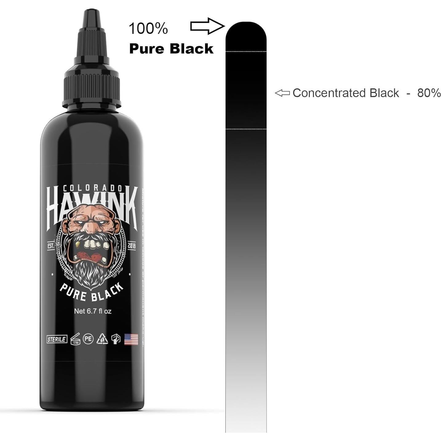 Tinta para Tatuajes Hawink 200ml Vegana Negra Concentrada