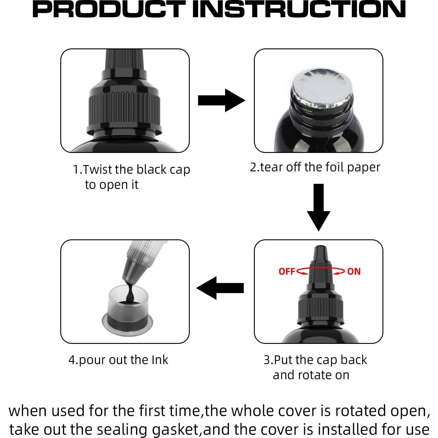 Tinta para Tatuajes Hawink 200ml Vegana Negra Concentrada