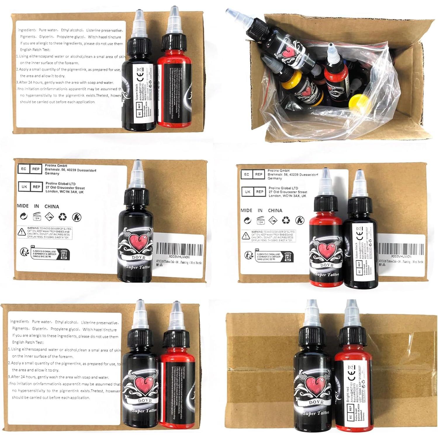 Set de Tinta para Tatuajes AYCOS 14 Colores 30 ml