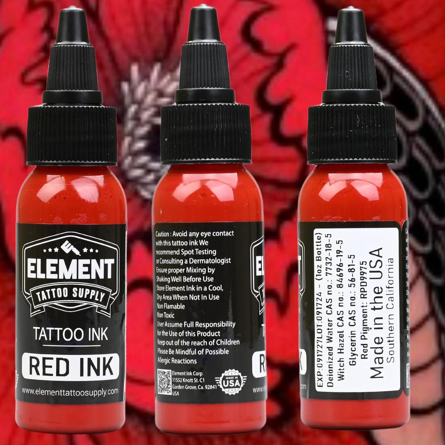 Tinta Roja para Tatuajes ELEMENT 30 ml Brillante y Sólida
