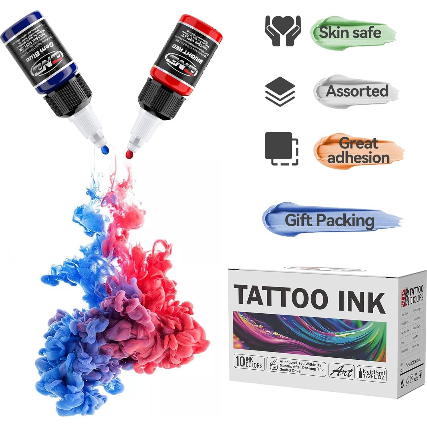 Juego de Tinta para Tatuajes CNC 10 Colores 15ml Botella