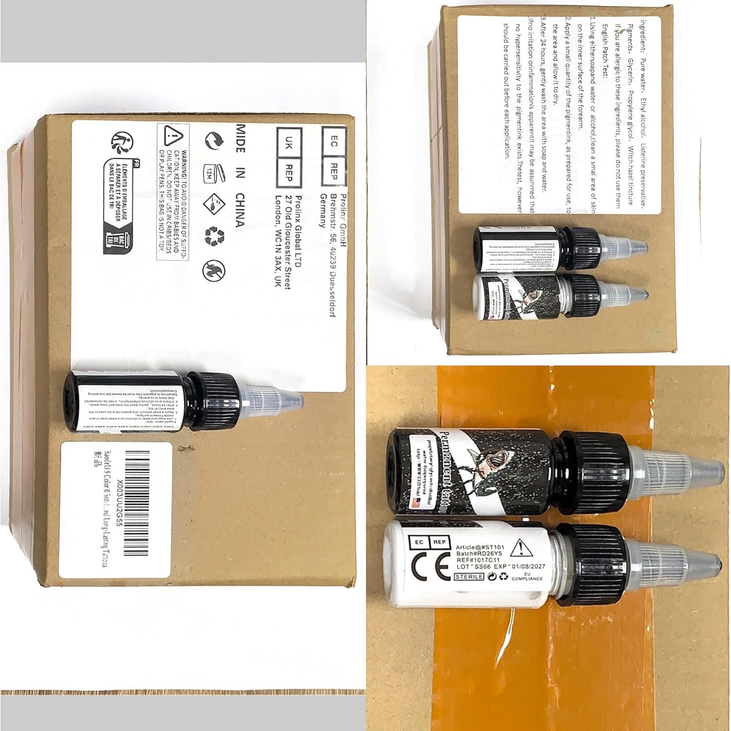 Set de Tinta para Tatuajes BAODELI 9PCS 15ml Colores Vibrantes