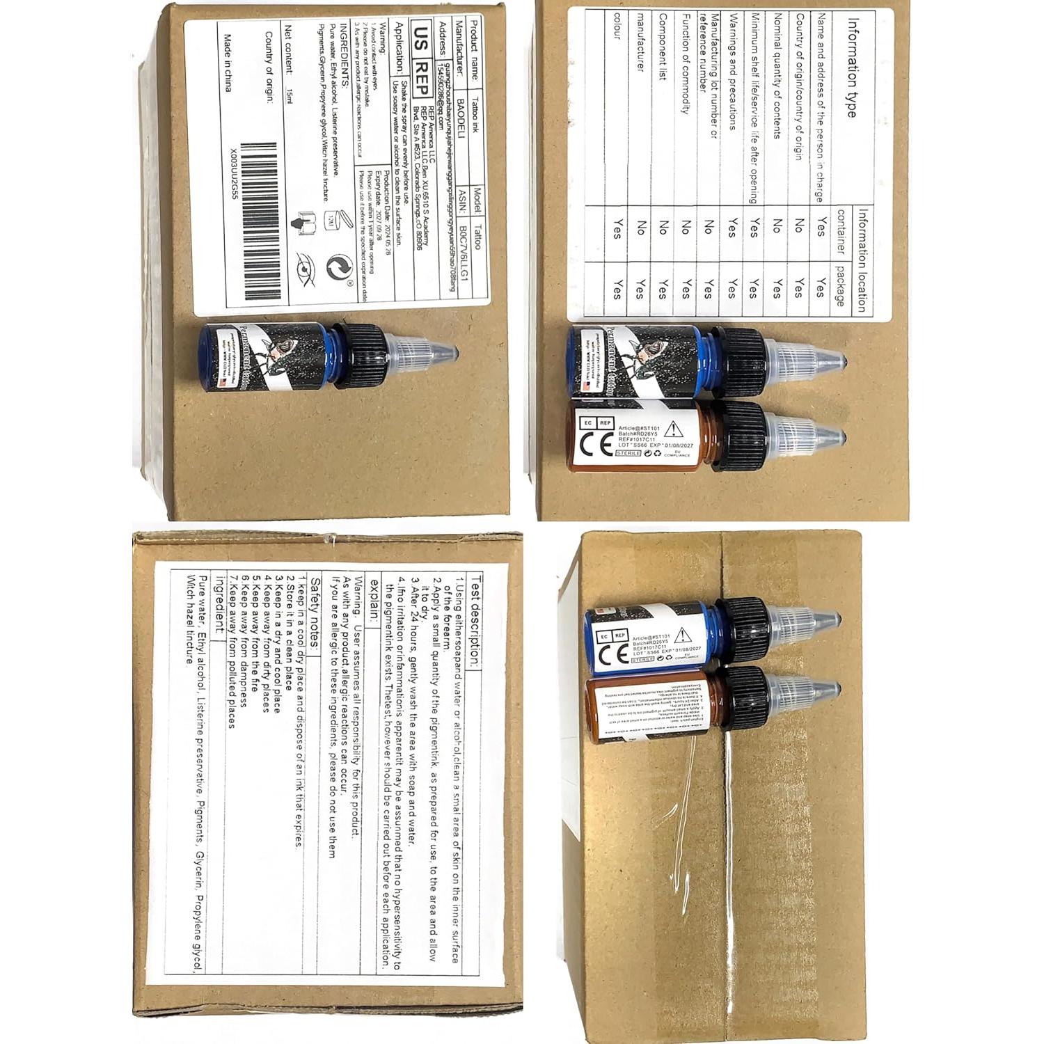 Set de Tinta para Tatuajes BAODELI 9PCS 15ml Colores Vibrantes