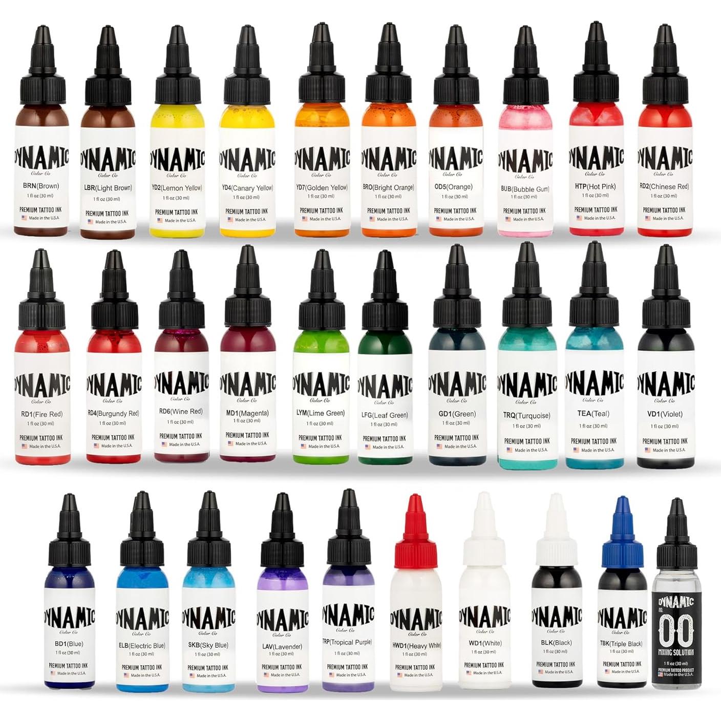 Tinta de Tatuaje Profesional Dynamic Color 30 Colores 1oz